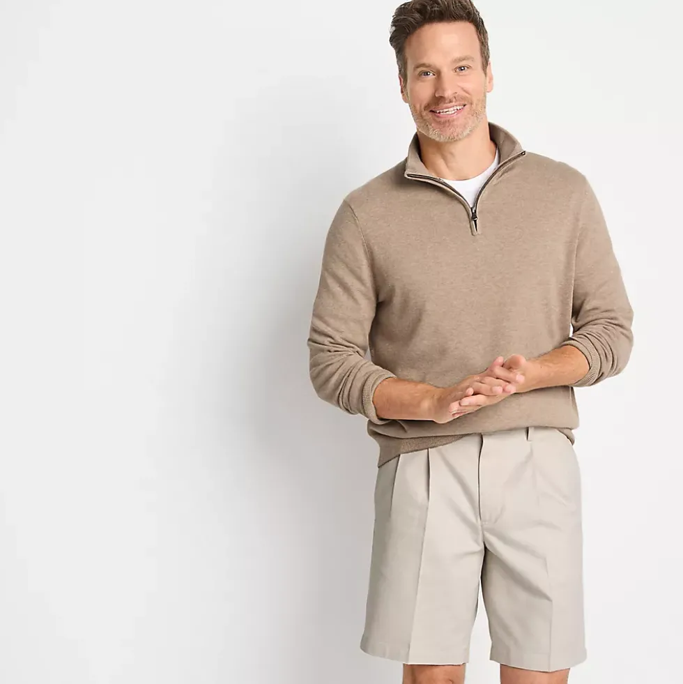 Men's No Iron 9" Pleated Front Chino Short