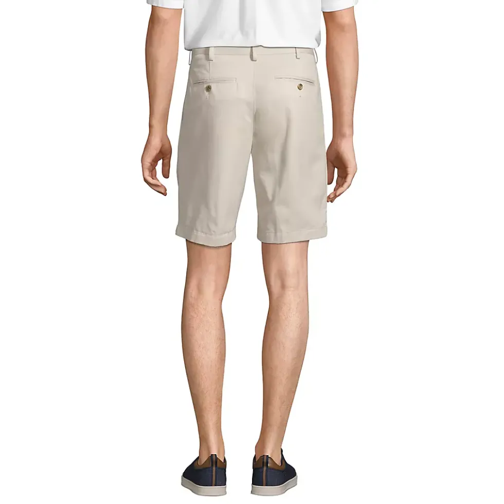 Men's No Iron 9" Pleated Front Chino Short