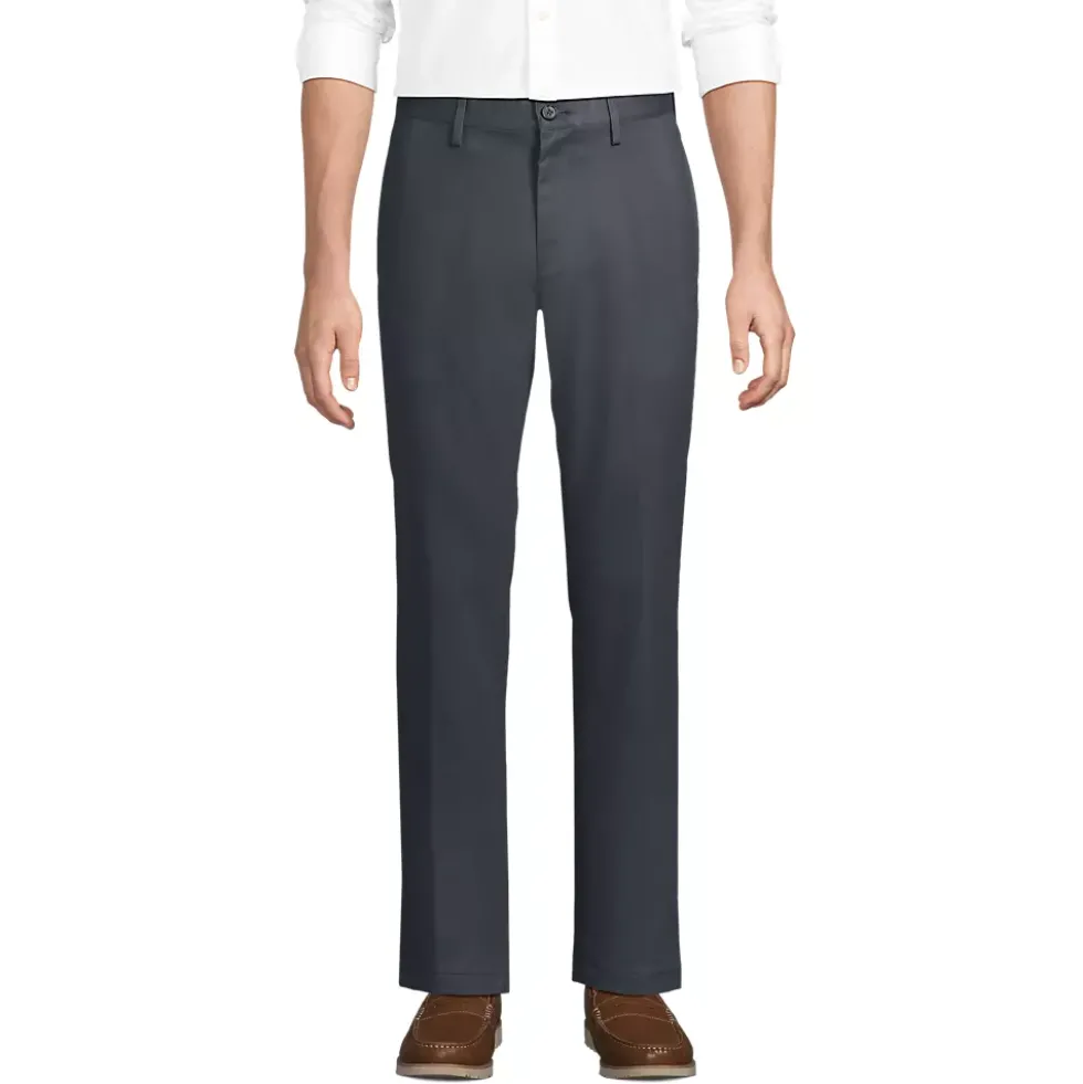 Men's No Iron Straight Fit Plain Front Chino Pant