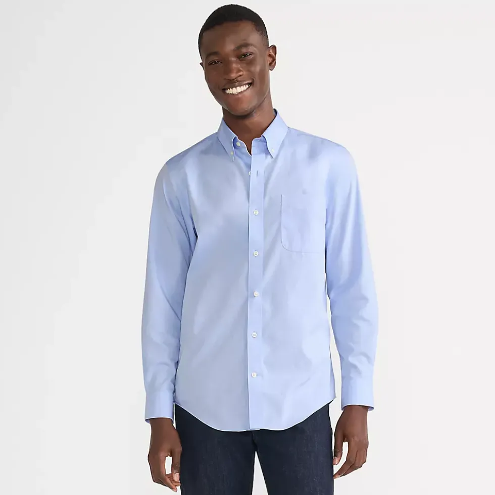 Men's No Iron Supima Cotton Pinpoint Buttondown Collar Dress Shirt