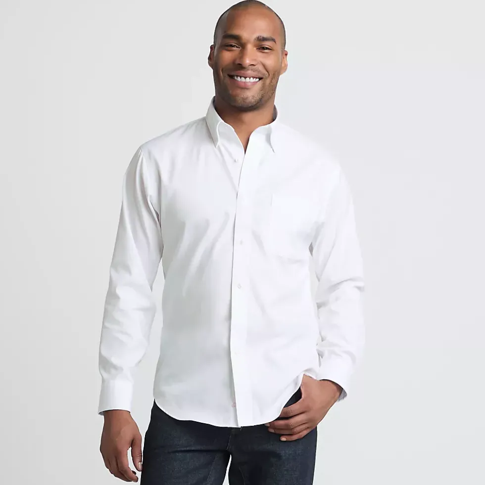 Men's No Iron Supima Cotton Pinpoint Buttondown Collar Dress Shirt
