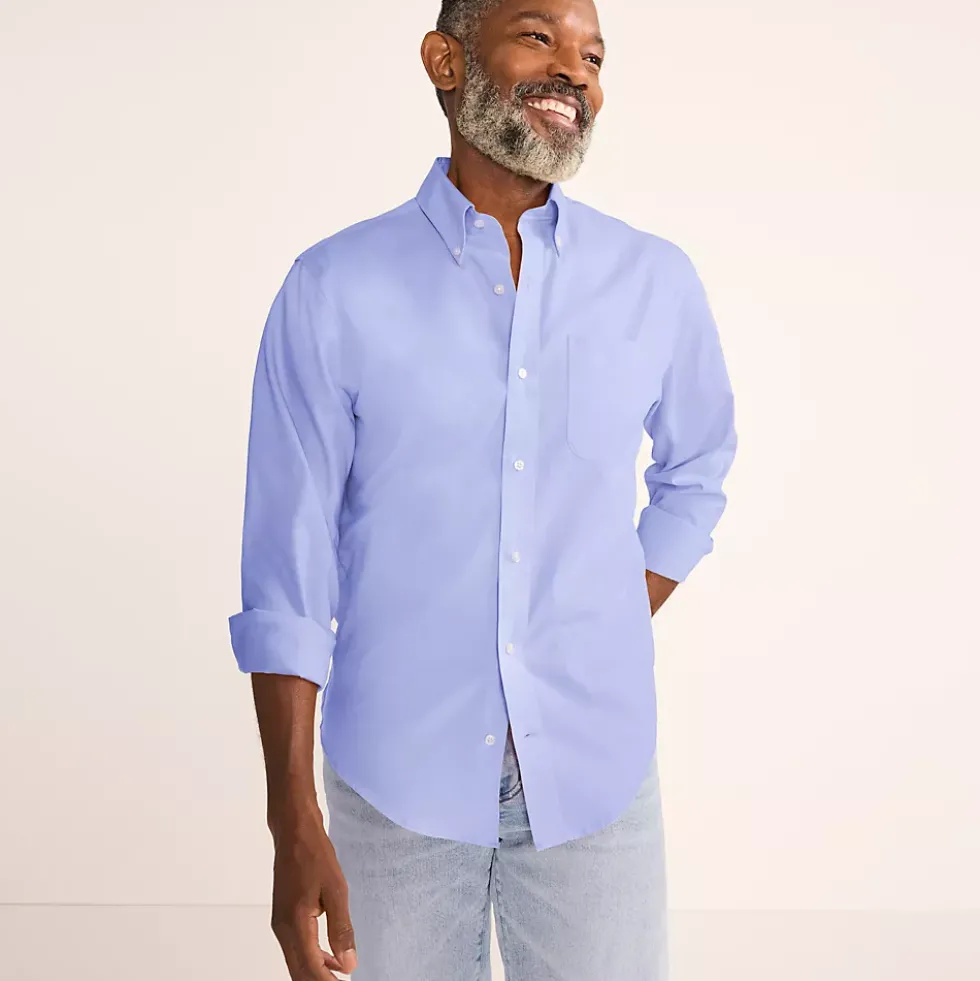 Men's No Iron Supima Cotton Pinpoint Buttondown Collar Dress Shirt