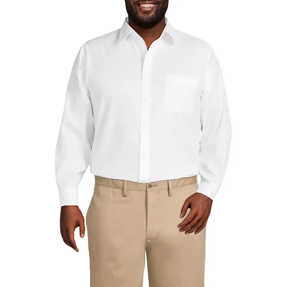 Men's No Iron Supima Cotton Pinpoint Straight Collar Dress Shirt