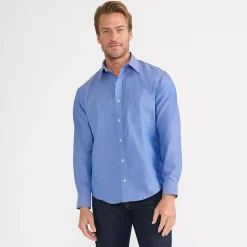 Men's No Iron Supima Cotton Pinpoint Straight Collar Dress Shirt