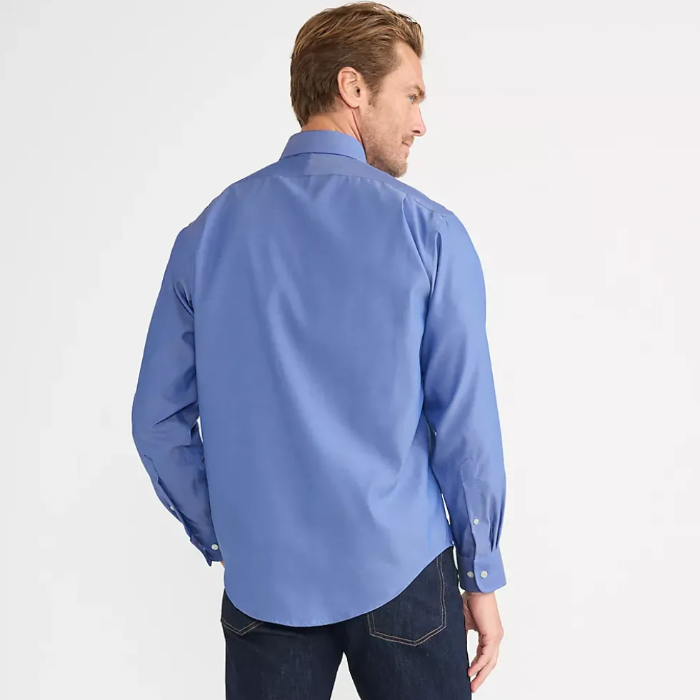 Men's No Iron Supima Cotton Pinpoint Straight Collar Dress Shirt