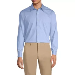 Men's No Iron Supima Cotton Pinpoint Straight Collar Dress Shirt