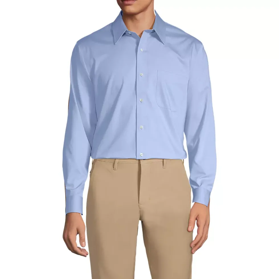 Men's No Iron Supima Cotton Pinpoint Straight Collar Dress Shirt