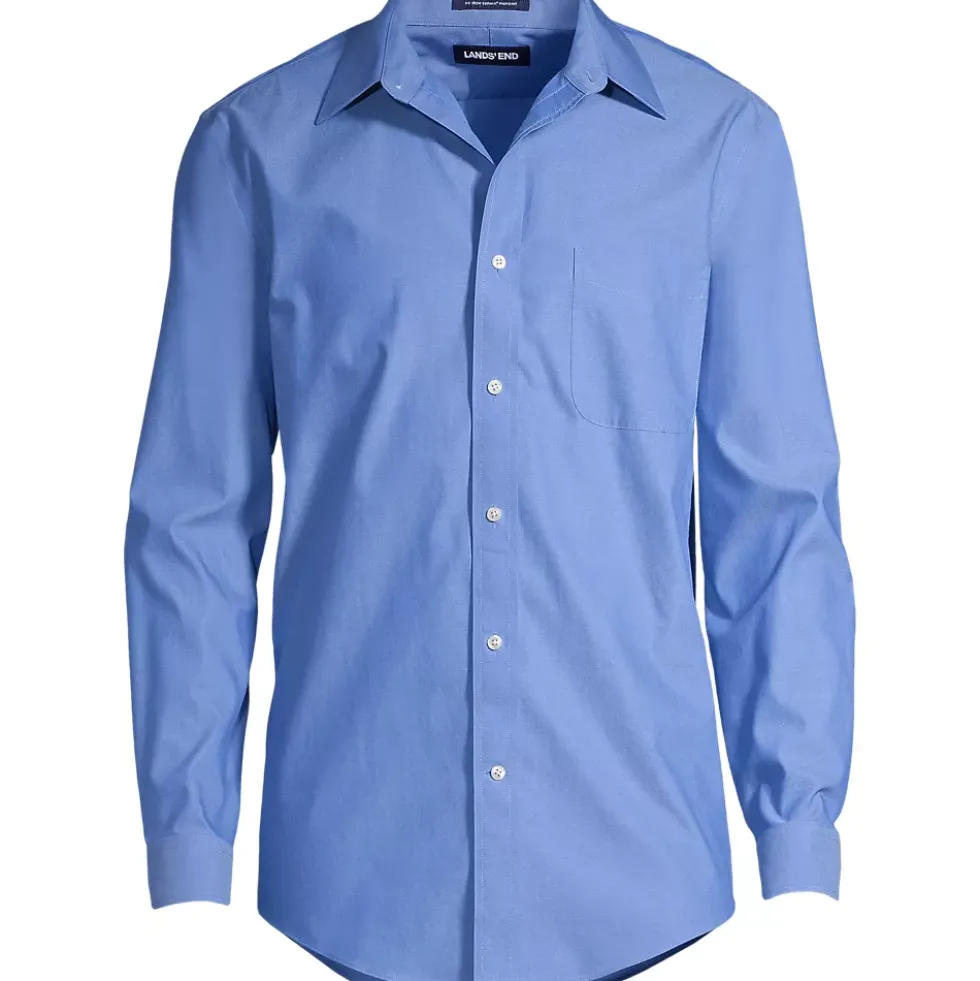 Men's No Iron Supima Cotton Pinpoint Straight Collar Dress Shirt