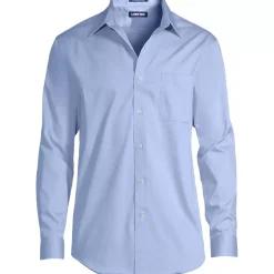 Men's No Iron Supima Cotton Pinpoint Straight Collar Dress Shirt