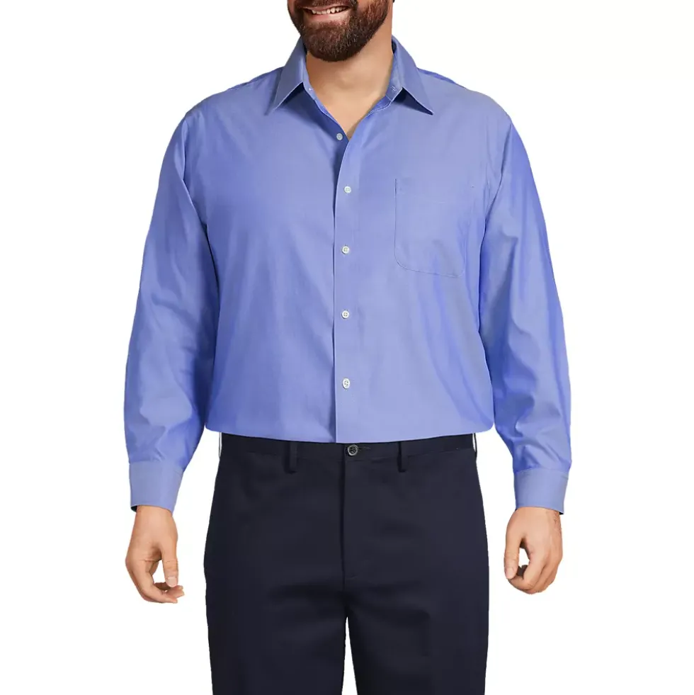 Men's No Iron Supima Cotton Pinpoint Straight Collar Dress Shirt