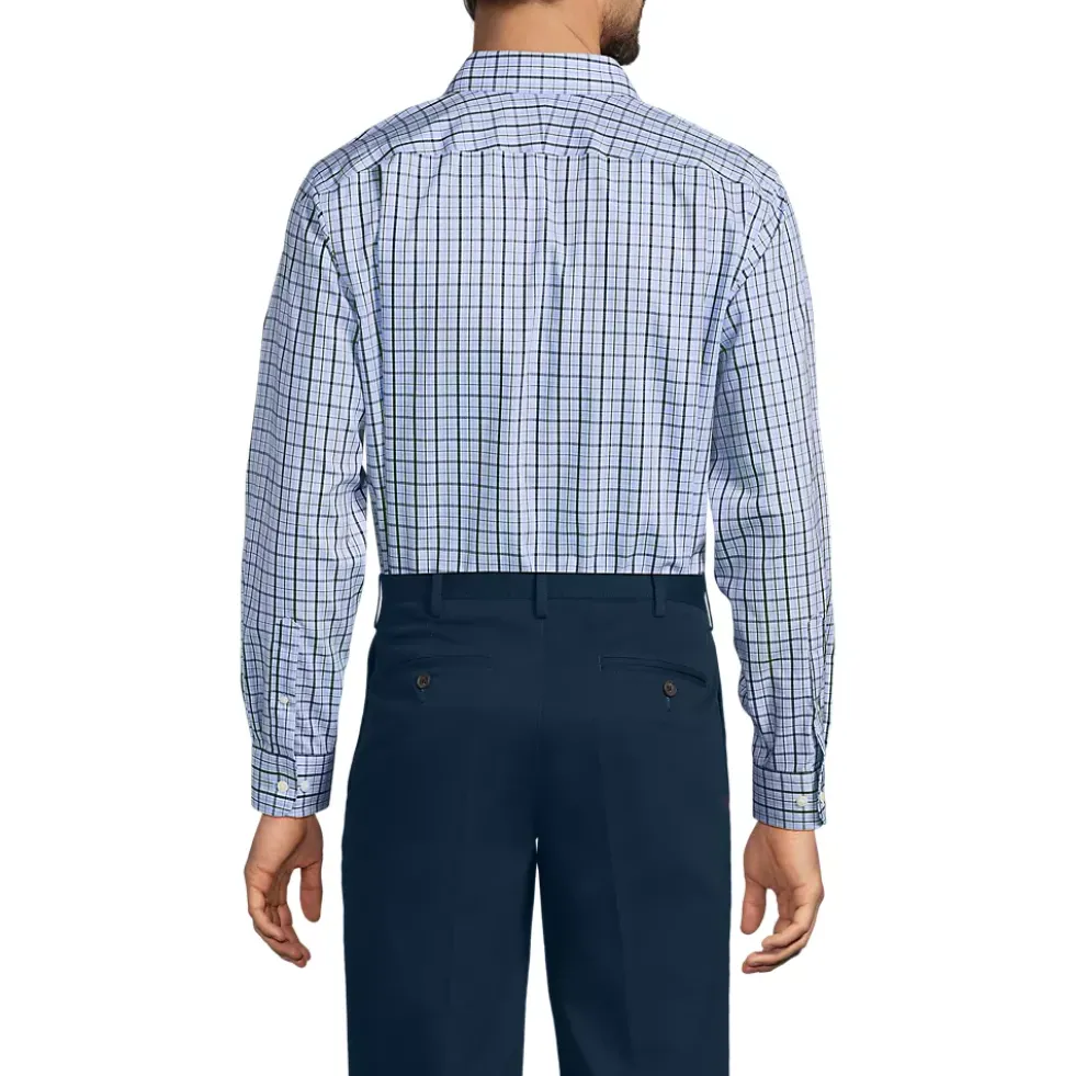Men's No Iron Supima Cotton Pinpoint Straight Collar Dress Shirt
