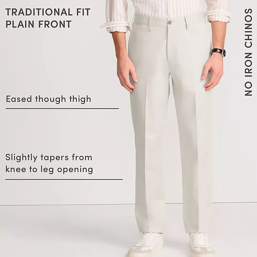 Men's No Iron Traditional Fit Plain Front Chino Pant