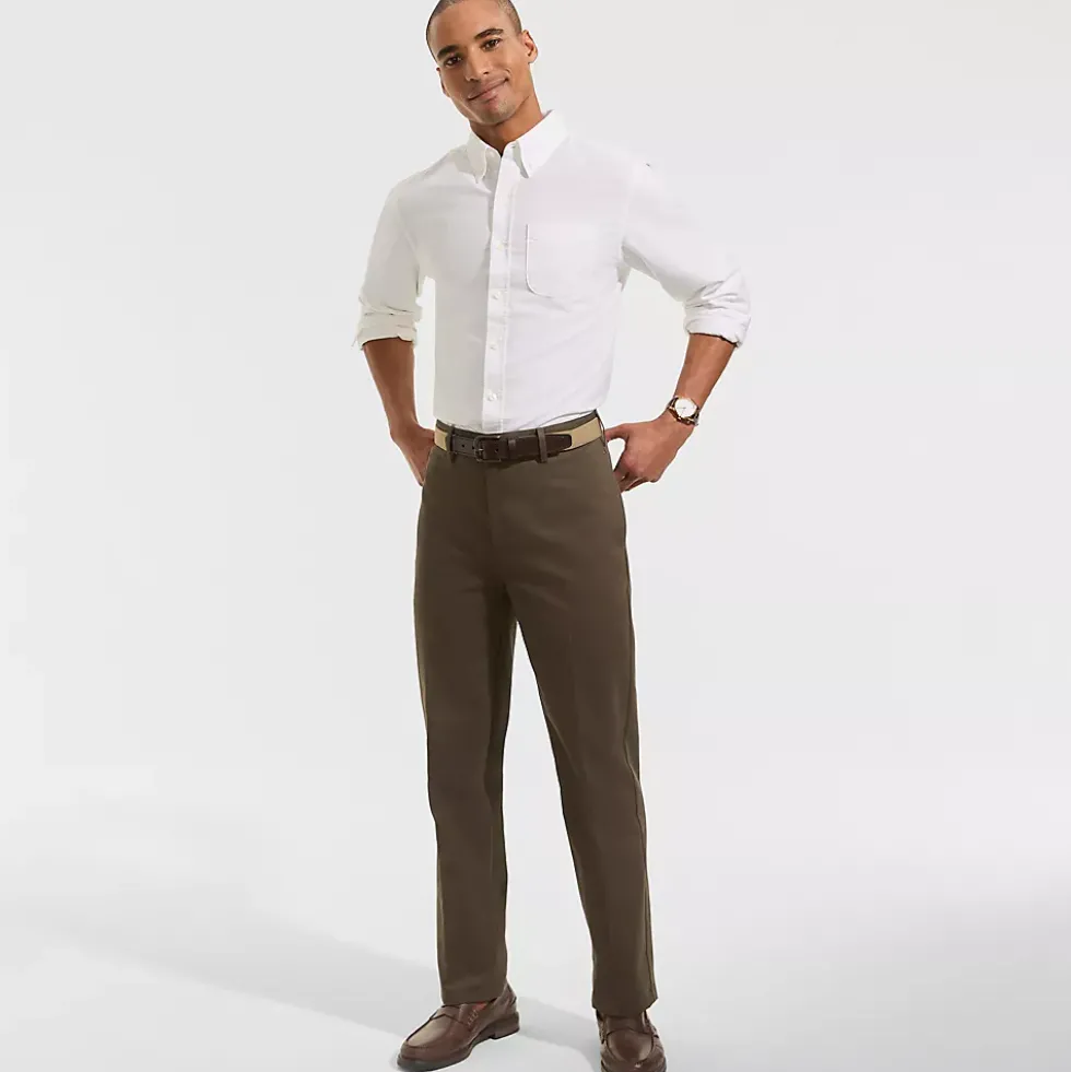 Men's No Iron Traditional Fit Plain Front Chino Pant