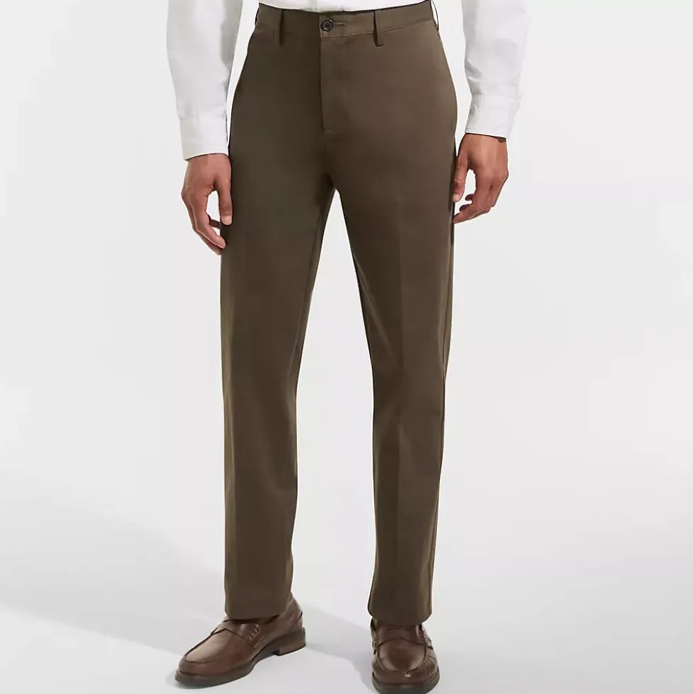 Men's No Iron Traditional Fit Plain Front Chino Pant