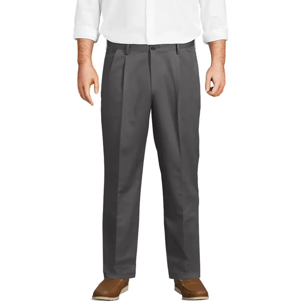 Men's No Iron Traditional Fit Pleated Front Chino Pant