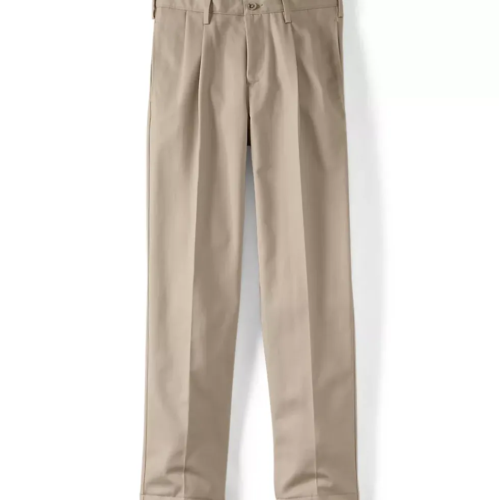 Men's No Iron Traditional Fit Pleated Front Chino Pant