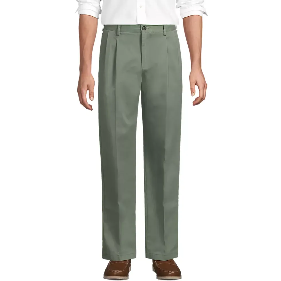 Men's No Iron Traditional Fit Pleated Front Chino Pant
