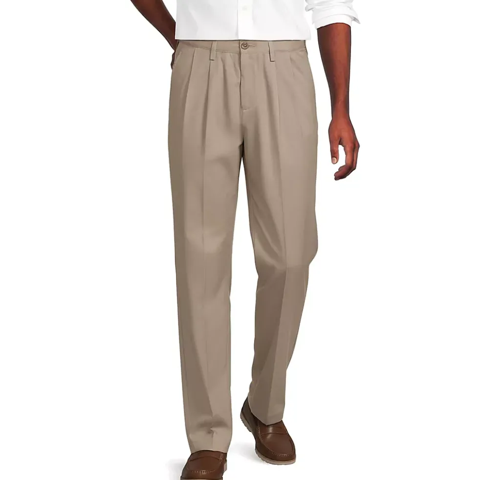 Men's No Iron Traditional Fit Pleated Front Chino Pant