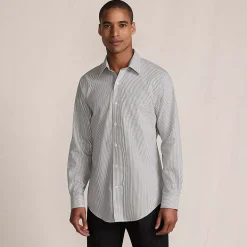 Men's Pattern No Iron Supima Pinpoint Straight Collar Dress Shirt
