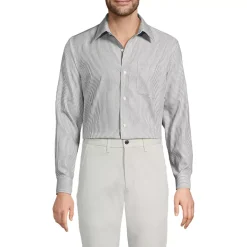 Men's Pattern No Iron Supima Pinpoint Straight Collar Dress Shirt