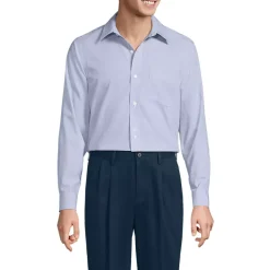 Men's Pattern No Iron Supima Pinpoint Straight Collar Dress Shirt