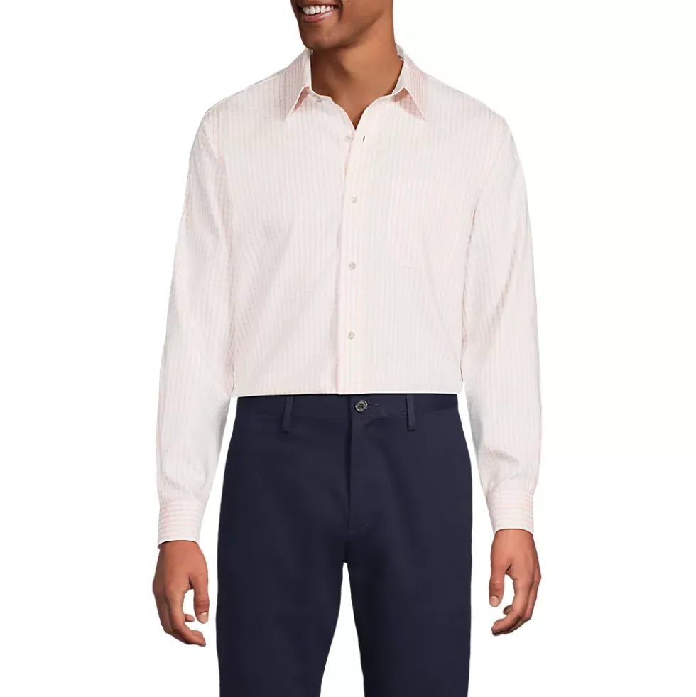 Men's Pattern No Iron Supima Pinpoint Straight Collar Dress Shirt