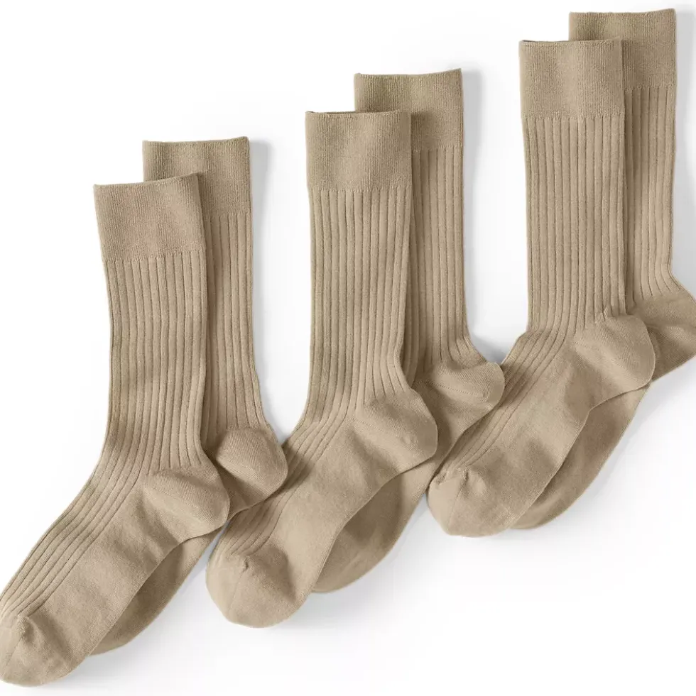 Men's Seamless Toe Cotton Rib Dress Socks 3 Pack