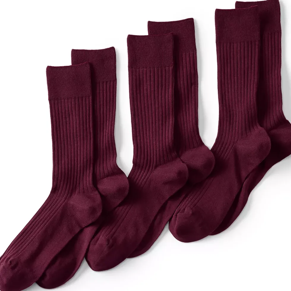 Men's Seamless Toe Cotton Rib Dress Socks 3 Pack