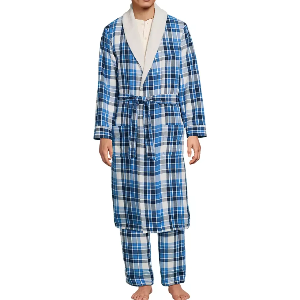 Men's Sherpa Fleece Lined Flannel Robe