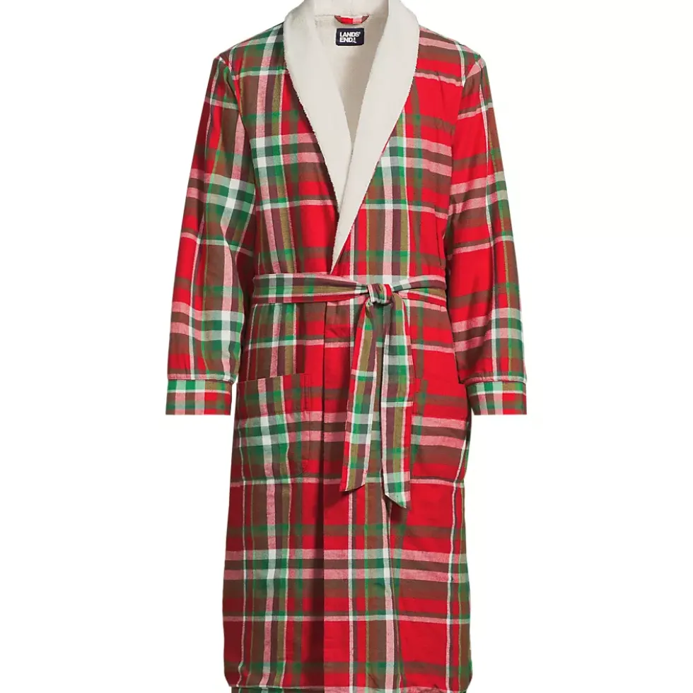 Men's Sherpa Fleece Lined Flannel Robe