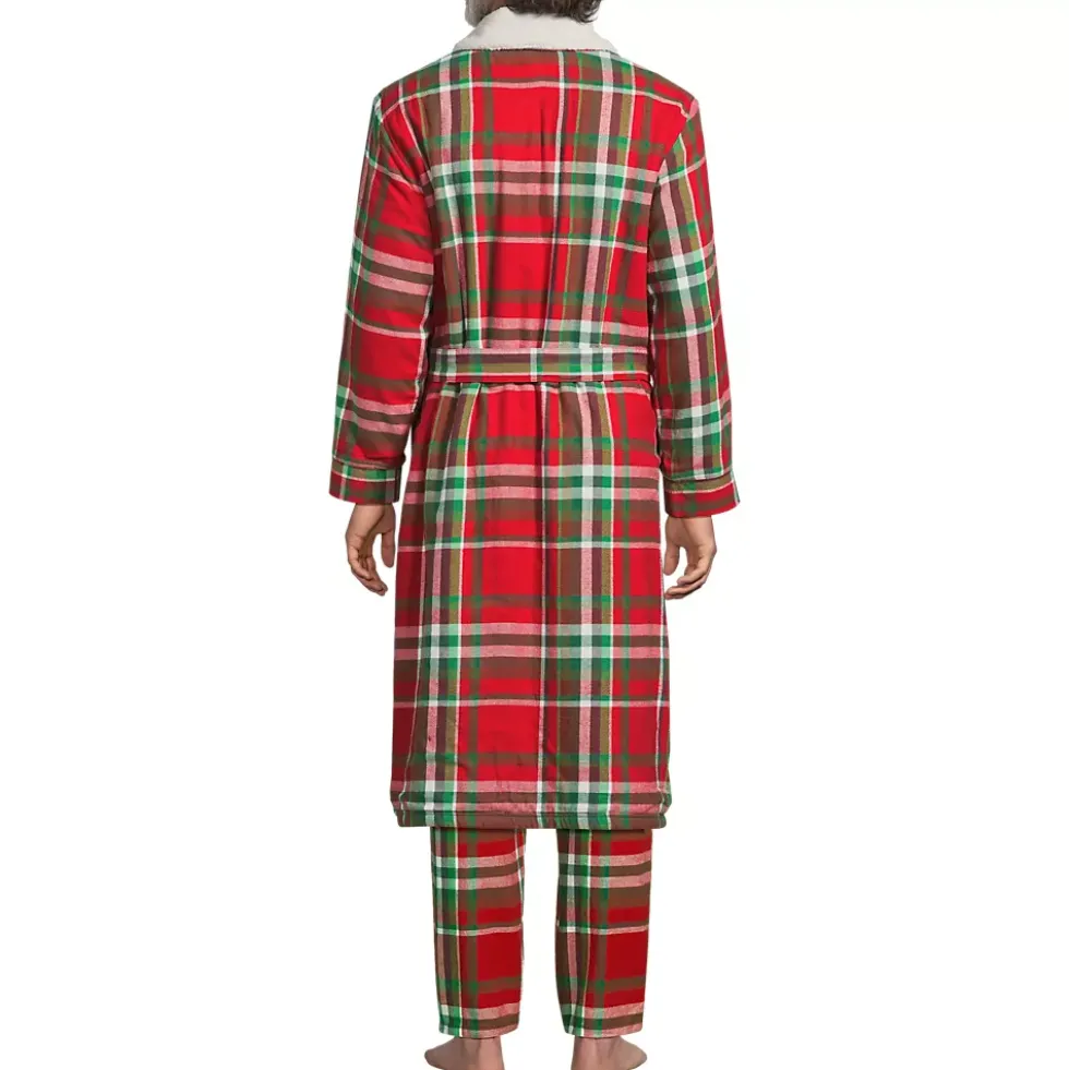 Men's Sherpa Fleece Lined Flannel Robe