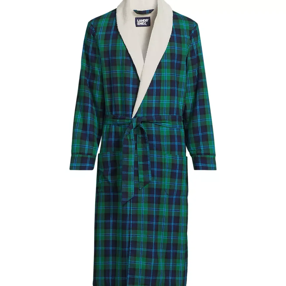 Men's Sherpa Fleece Lined Flannel Robe