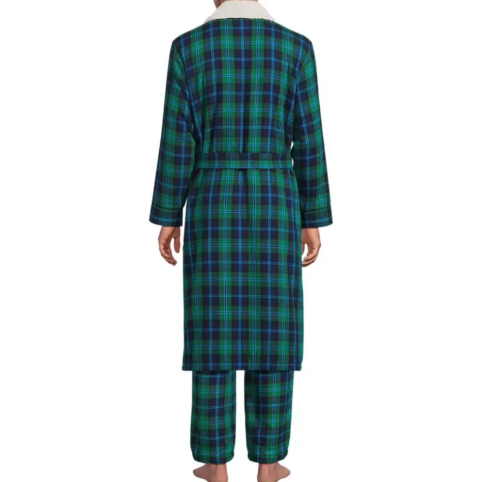 Men's Sherpa Fleece Lined Flannel Robe