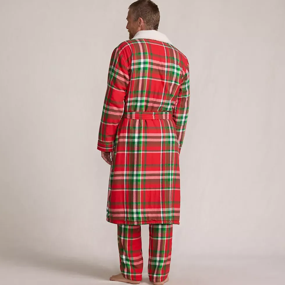 Men's Sherpa Fleece Lined Flannel Robe