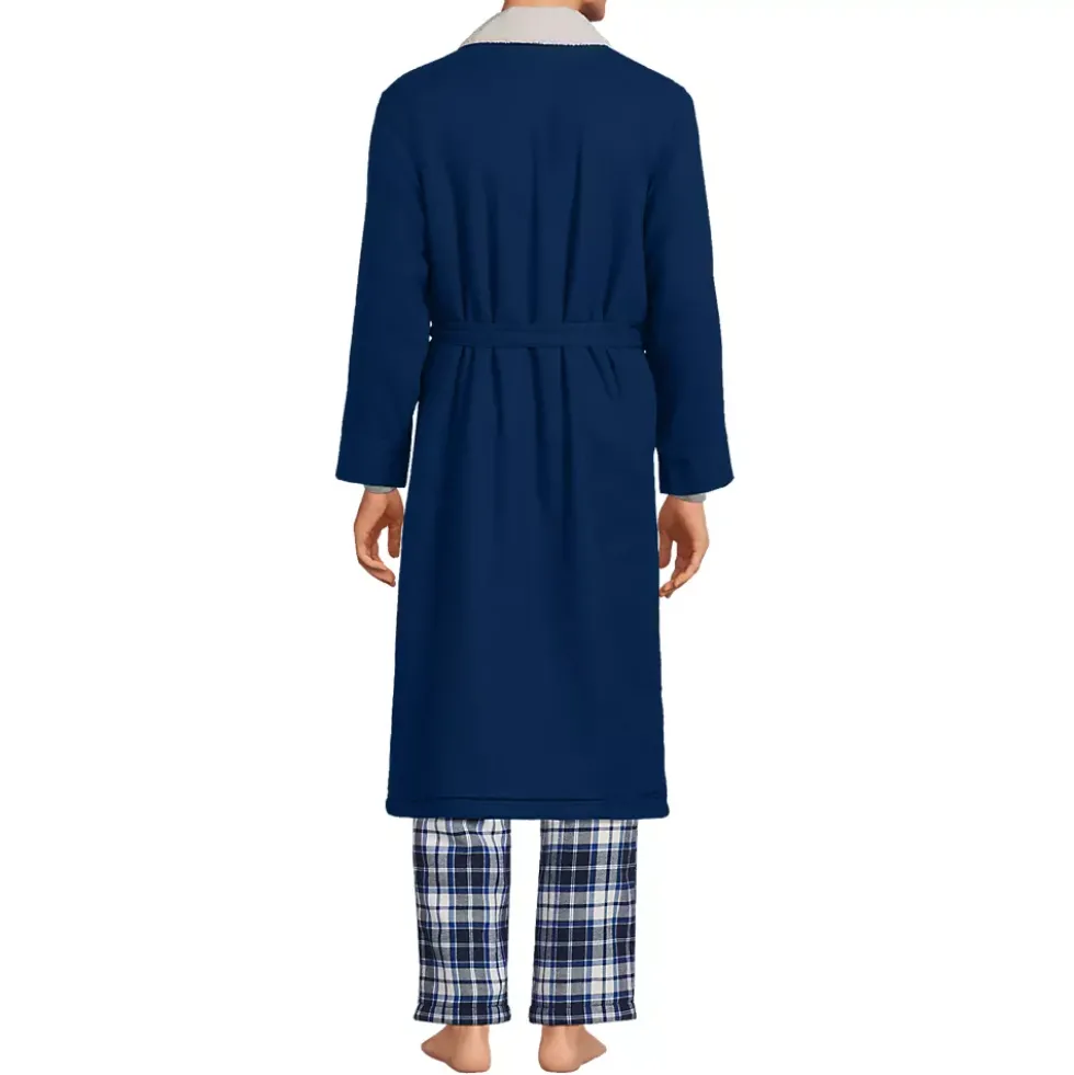 Men's Sherpa Fleece Lined Flannel Robe