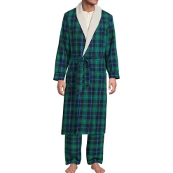 Men's Sherpa Fleece Lined Flannel Robe