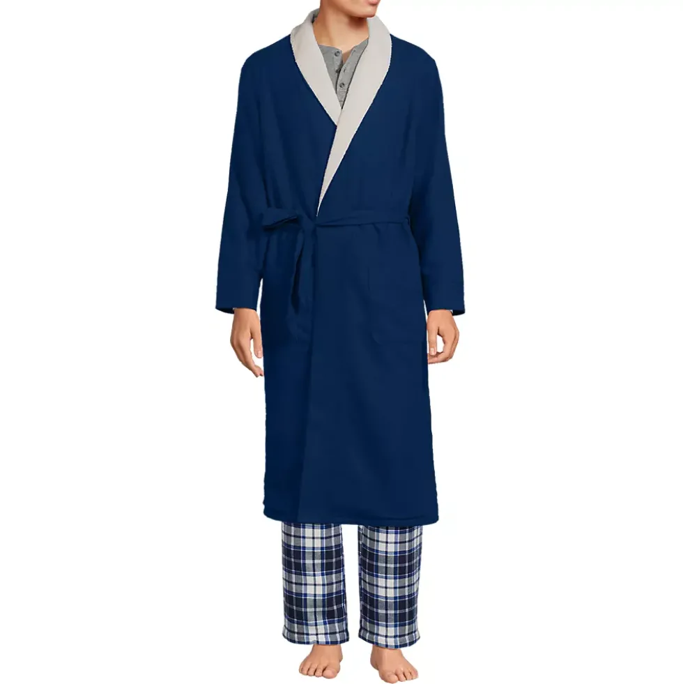 Men's Sherpa Fleece Lined Flannel Robe