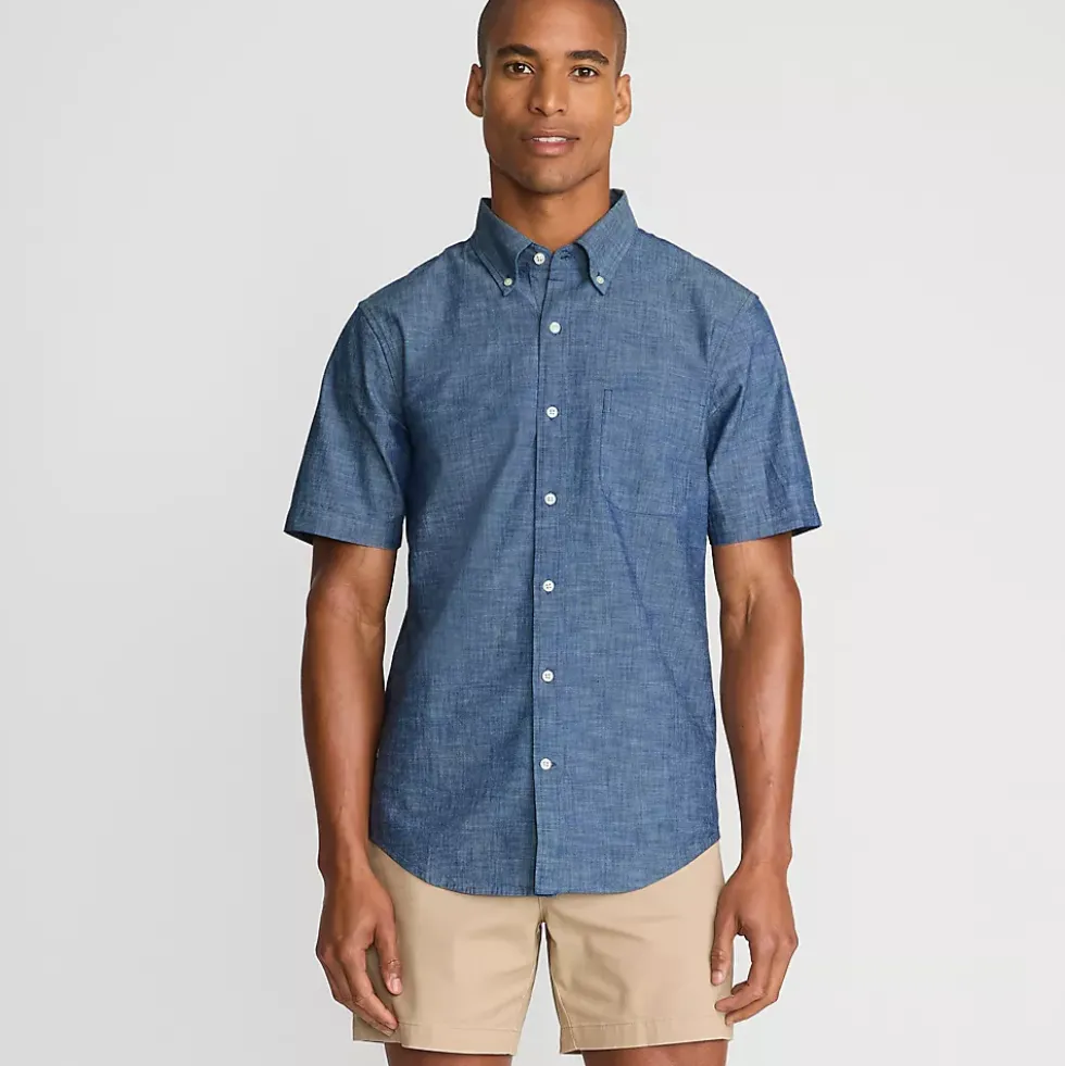 Men's Short Sleeve Button Down Chambray Shirt