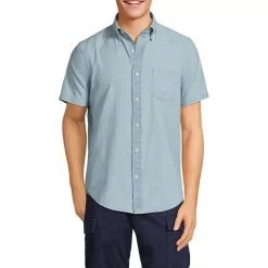 Men's Short Sleeve Button Down Chambray Shirt