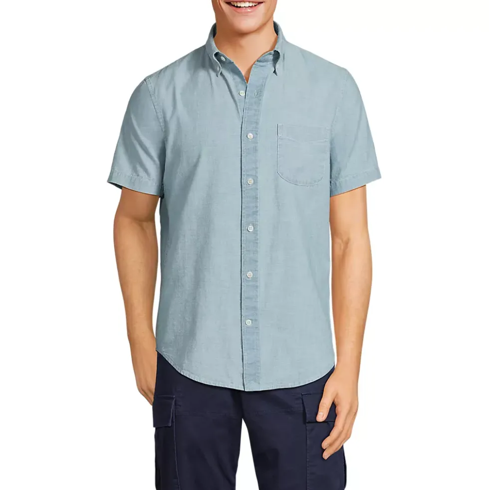 Men's Short Sleeve Button Down Chambray Shirt