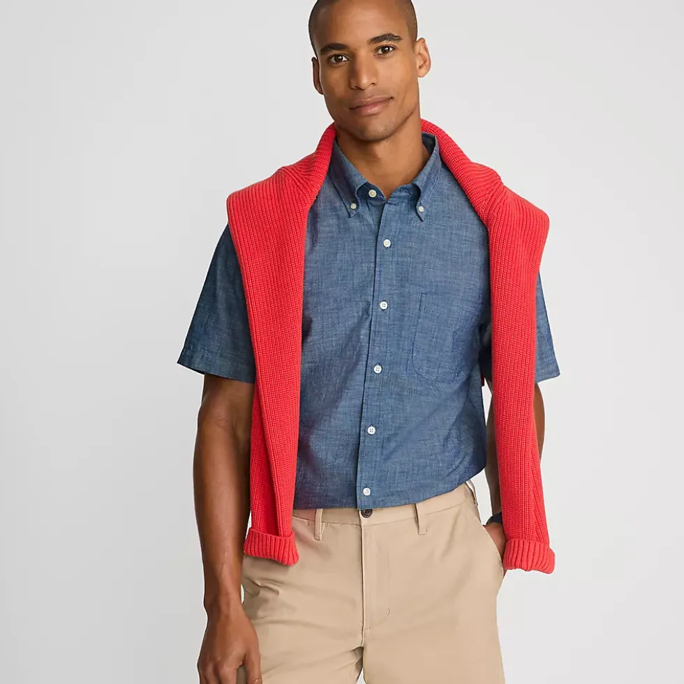 Men's Short Sleeve Button Down Chambray Shirt