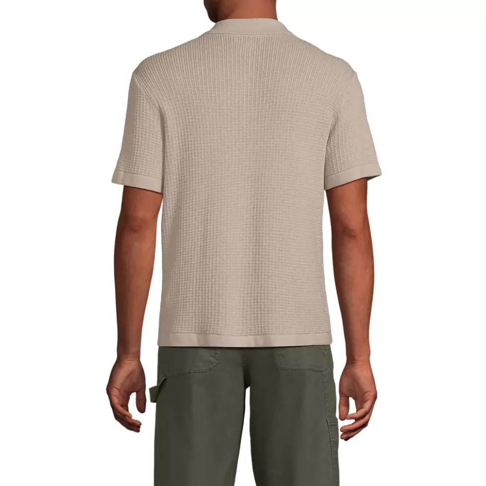 Men's Short Sleeve Camp Collar Sweater Polo