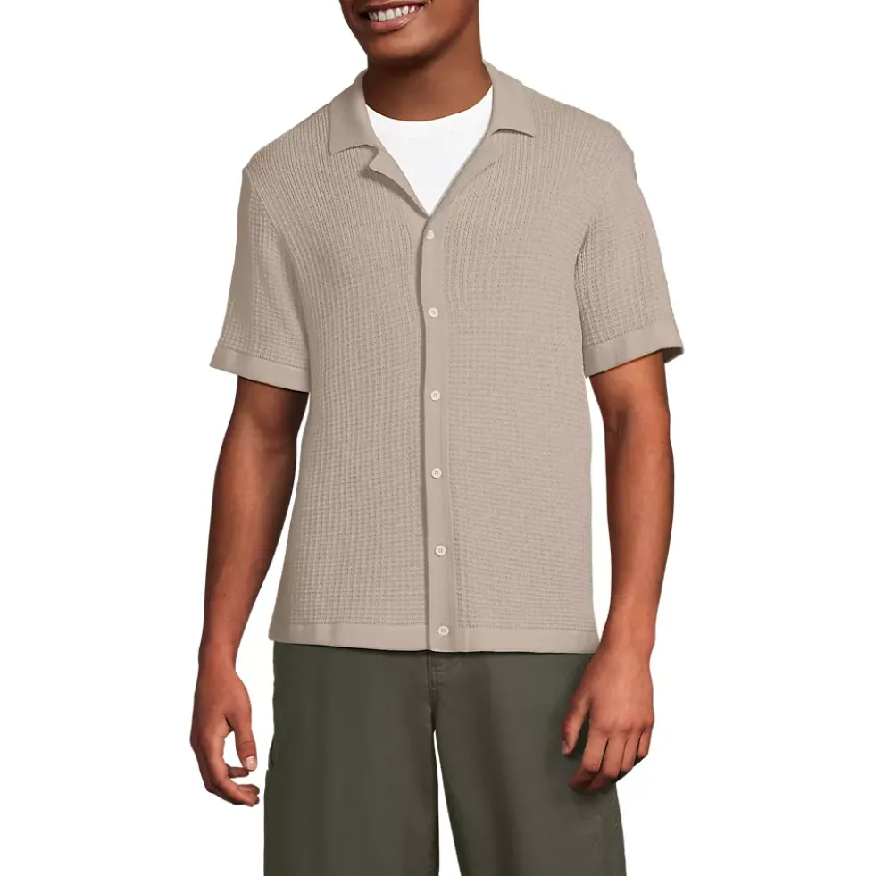 Men's Short Sleeve Camp Collar Sweater Polo