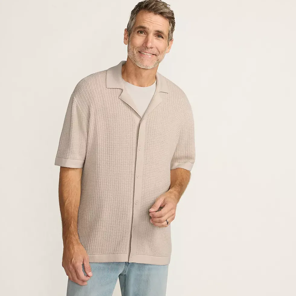 Men's Short Sleeve Camp Collar Sweater Polo