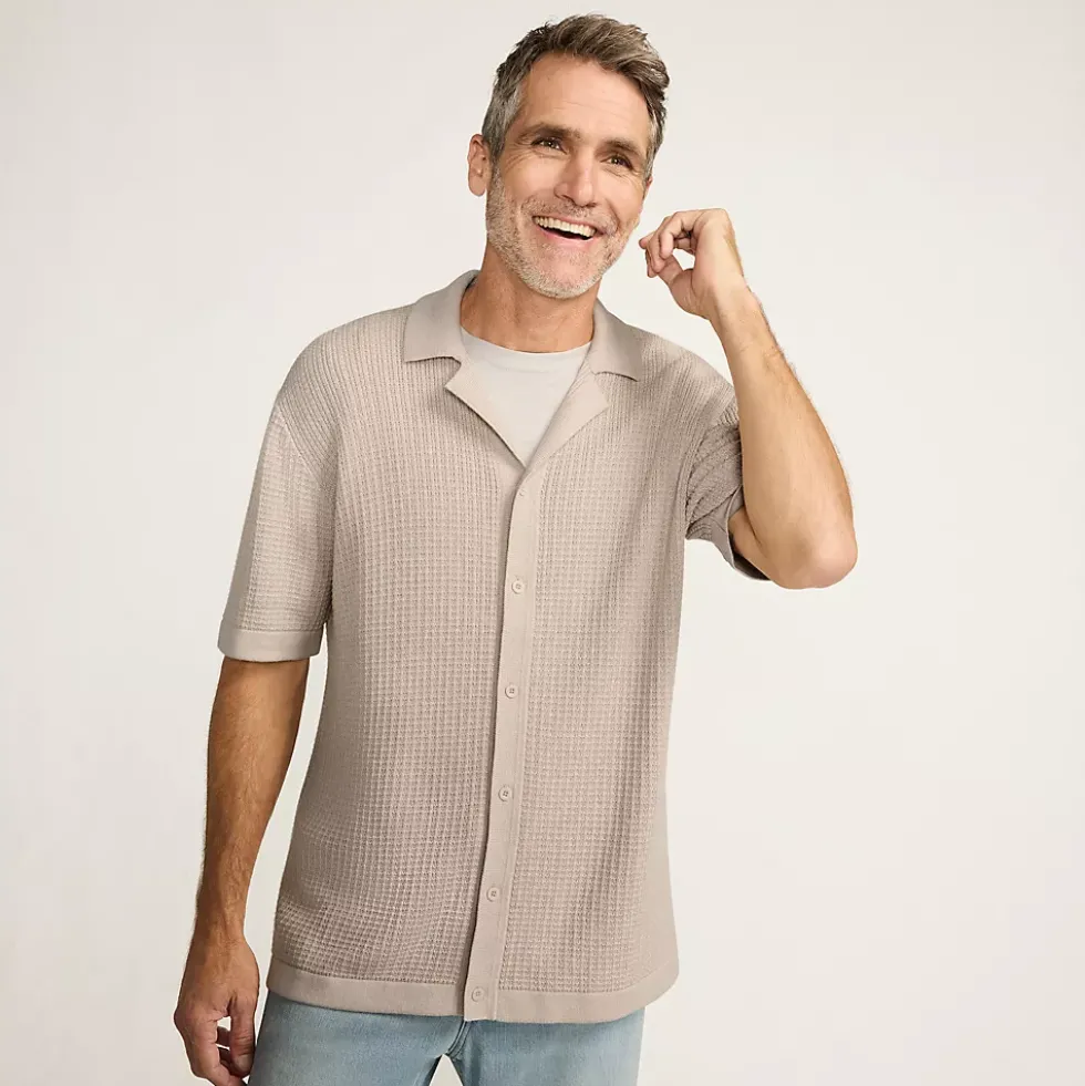 Men's Short Sleeve Camp Collar Sweater Polo