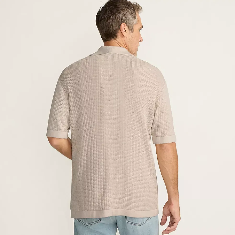 Men's Short Sleeve Camp Collar Sweater Polo