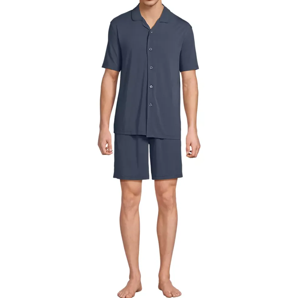 Men's Short Sleeve Cooling Knit Pajama Short Set
