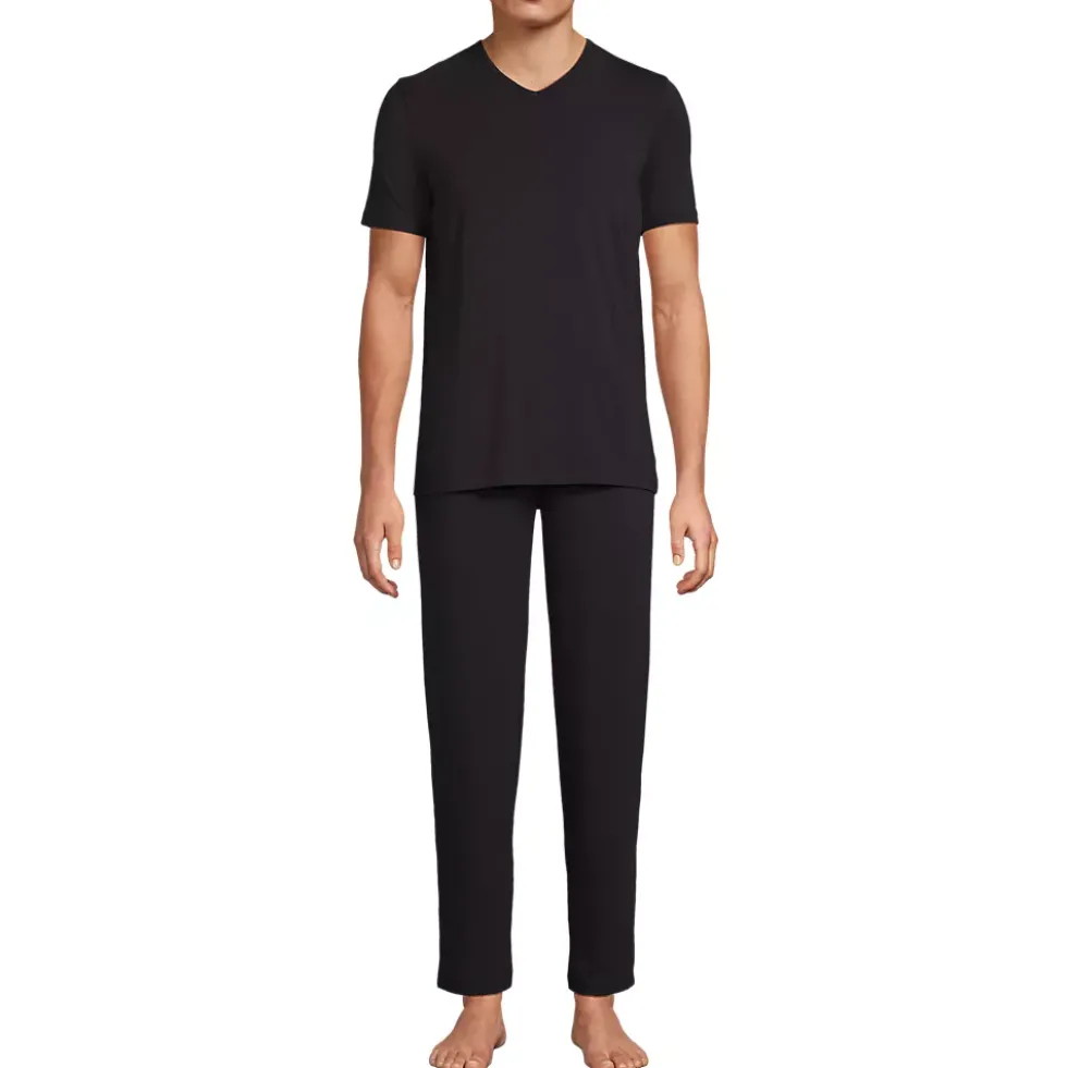 Men's Short Sleeve Cooling Knit V-Neck Pajama Set