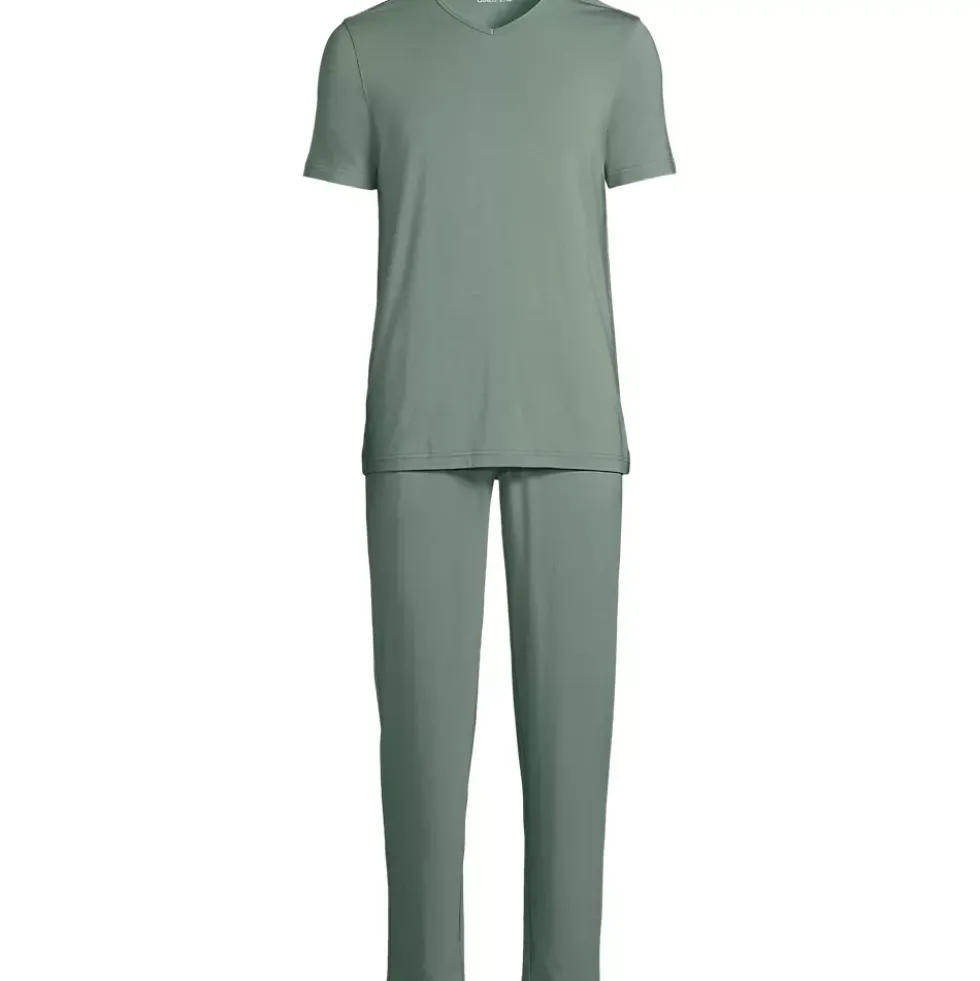 Men's Short Sleeve Cooling Knit V-Neck Pajama Set