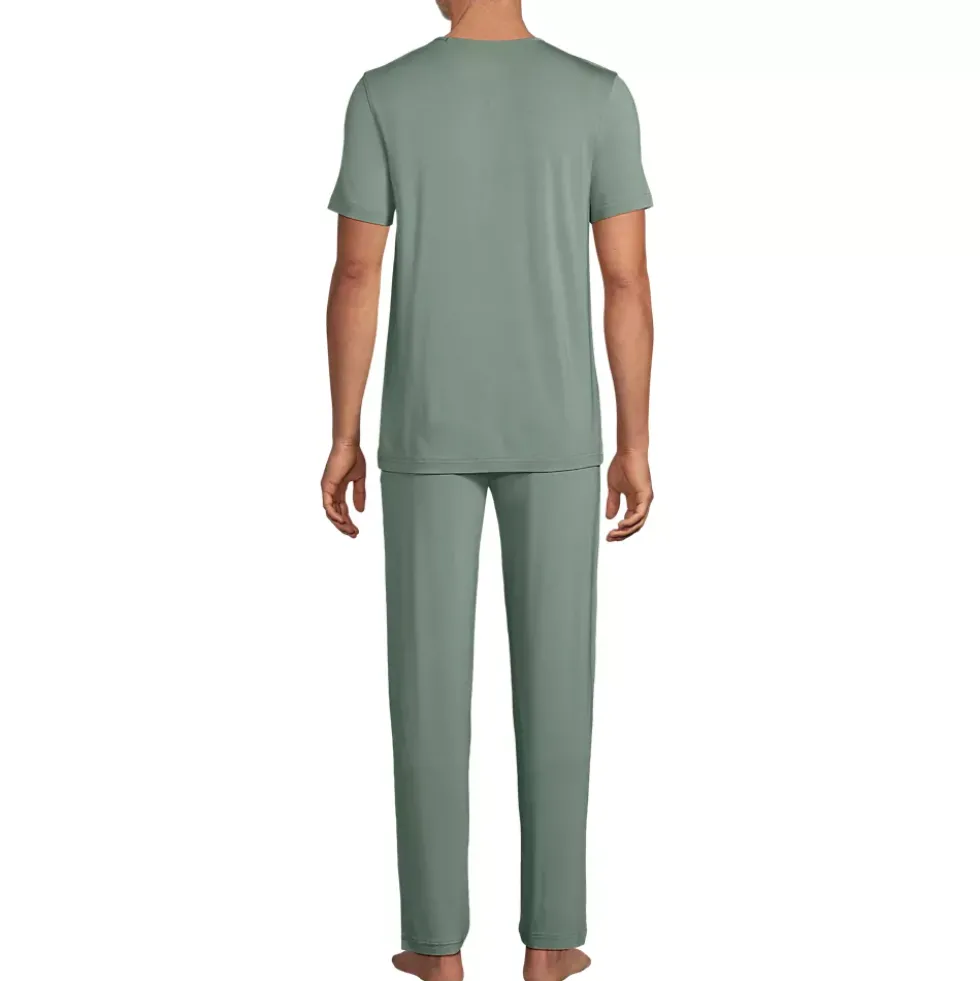 Men's Short Sleeve Cooling Knit V-Neck Pajama Set